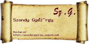 Szondy György névjegykártya